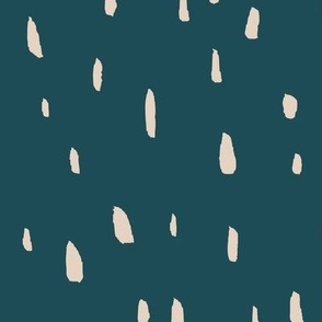 Organic Painted Dots | Large Scale | Teal Blue, Warm Cream | casual hand painted marks