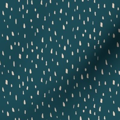 Organic Painted Dots | Small Scale | Teal Blue, Warm Cream | casual hand painted marks