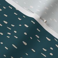 Organic Painted Dots | Small Scale | Teal Blue, Warm Cream | casual hand painted marks