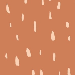 Organic Painted Dots | Large Scale | Warm Orange, Light Cream | casual hand painted marks
