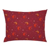 xmas-reindeer Silhouettes- festive snowflakes in  gradient red yellow