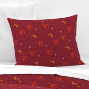 xmas-reindeer Silhouettes- festive snowflakes in  gradient red yellow