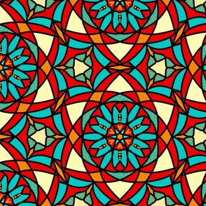 Geometrical floral  red