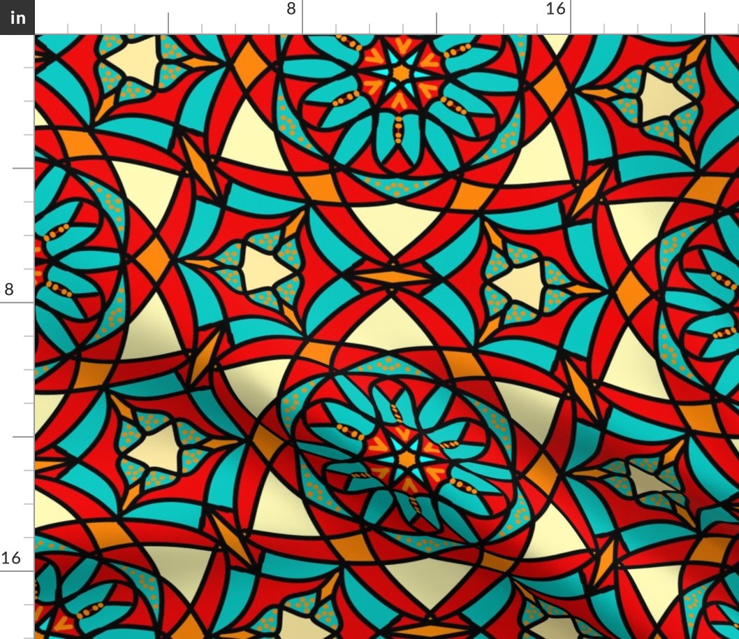 Geometrical floral  red