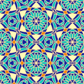 Geometrical floral lapis blue