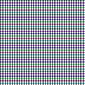 Black,  Blue, Purple, Magenta, Teal, Bottle Green and Irland Green  Micro-plaid on White Background