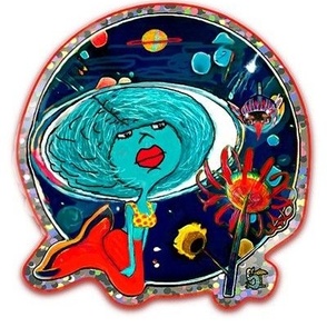 Betty Blue Space Mermaid by Stacy Todd of Asphalt Mermaid Designs with Black Background 