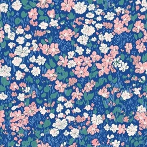 Brooke ditsy small flower Floral blue pink white MEDIUM