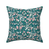 Brooke ditsy small flower Floral green pink white MEDIUM