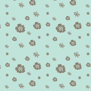 Glittery Flowers on Sea Green