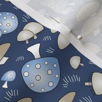 Mushrooms and Toadstools (Fungi) (in Blue Taupe Gray) Multidirectional. Small scale. (SM8)