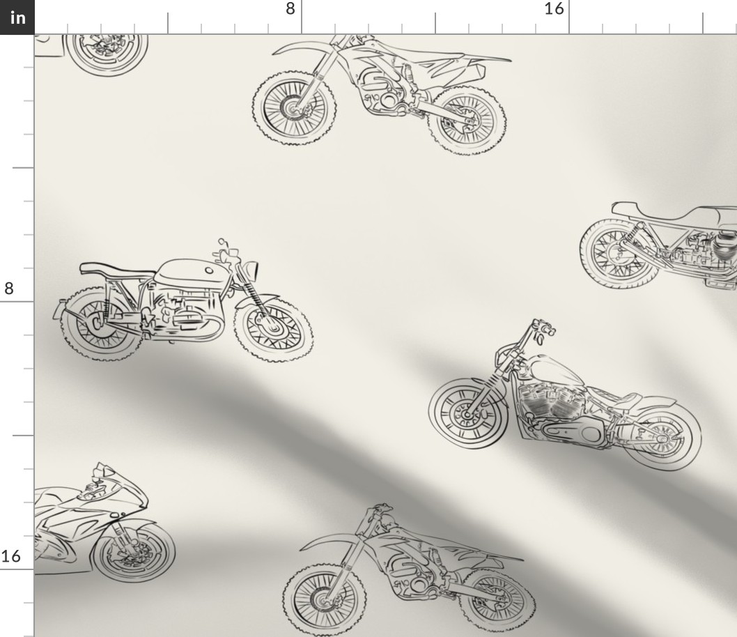 Line Art Motorcycles, Benjamin Moore White Dove Background