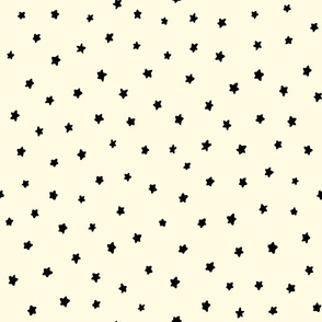 Little Stars – black on cream, Stars, Starry, Cute Stars, Star, Nursery, Nursery Fabric, Baby, Gender Neutral
