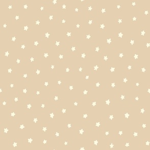 Little Stars – cream on tan, Stars, Starry, Cute Stars, Star, Nursery, Nursery Fabric, Baby, Gender Neutral