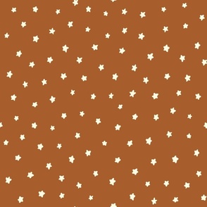 Little Stars – cream on sienna brown, Stars, Starry, Cute Stars, Star, Nursery, Nursery Fabric, Baby, Gender Neutral