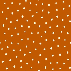 Little Stars – cream on rust orange, Stars, Starry, Cute Stars, Star, Nursery, Nursery Fabric, Baby, Gender Neutral