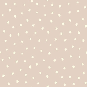 Little Stars – cream on beige, Stars, Starry, Cute Stars, Star, Nursery, Nursery Fabric, Baby, Gender Neutral
