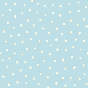 Little Stars – cream on baby blue, Stars, Starry, Cute Stars, Star, Nursery, Nursery Fabric, Baby, Gender Neutral
