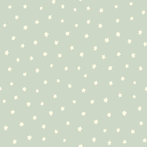 Little Stars – cream on sage green, Stars, Starry, Cute Stars, Star, Nursery, Nursery Fabric, Baby, Gender Neutral