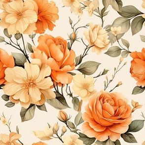 Orange Roses with Ivory Accents Floral