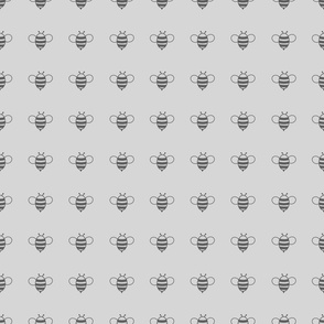 Bees - Charcoal and Pale Grey. Bumblebees, Honey Bee, Bee Fabric, Baby, Baby Shower, Nursery, Nursery Fabric