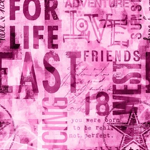 Urban Edge Revival Grunge Typography Art Pink