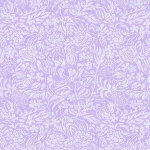 MONOCHROME TROPICAL FLORAL, Leaf and flower shapes with linen texture_washed purple_11x11