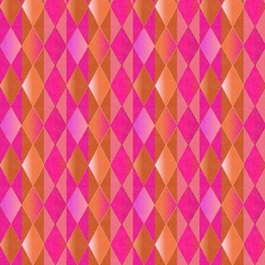 Perfectly Preppy Argyle in Pink and Orange - Flipping Preppy Pink and Orange Harlequin Diamond Flip  - Pink and Orange Aesthetic Coordinate - 1 1/2" diamonds -- 4.5in x 5.36in repeat - 700dpi (21% of Full Scale