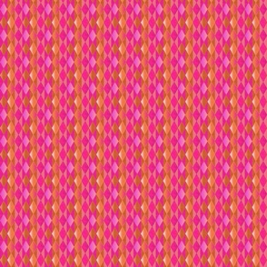 Perfectly Preppy Argyle in Pink and Orange - Flipping Preppy Pink and Orange Harlequin Diamond Flip  - Pink and Orange Aesthetic Coordinate - 1/2" diamonds -- 1.50in x 1.79in repeat -- 2100dpi (7% of Full Scale)