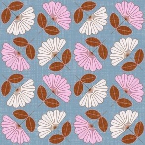 Large scale • Spring floral - pink, blue & white