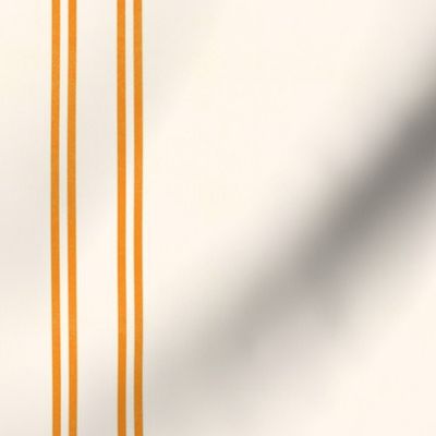 Textured Stripe - Double Vertical Stripe - Orange on Distressed Creamy White