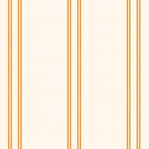 Textured Stripe - Double Vertical Stripe - Orange on Distressed Creamy White
