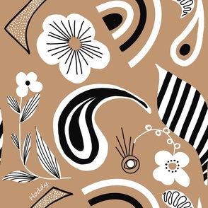 Scandi inspired Beige white and black abstract
