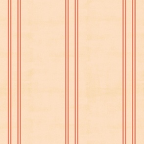 Textured Stripe - Double Vertical Stripe - Coral Pink on Peach Blush