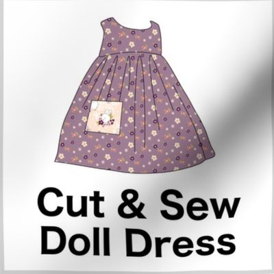 Bunny Bloom Cut & Sew Doll Dress (flowers) on FAT QUARTER for Forever Virginia Dolls and other 1/8, 1/6 and 1/5 scale child dolls  // little small scale tiny mini micro doll 