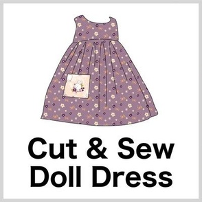 Bunny Bloom Cut & Sew Doll Dress (flowers) on FAT QUARTER for Forever Virginia Dolls and other 1/8, 1/6 and 1/5 scale child dolls  // little small scale tiny mini micro doll 