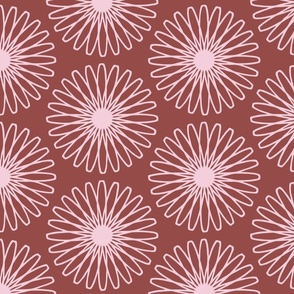 Geometric gerbera hexagon florals red and pink