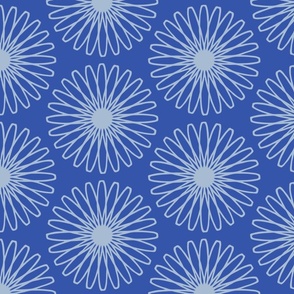 Geometric gerbera hexagon florals cobalt blue