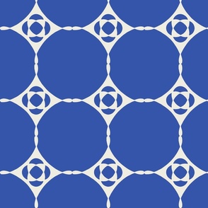 Diamond floral mid century modern grid cobalt blue