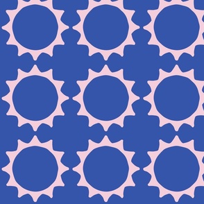 Simple sun geometric modern cobalt blue and pink