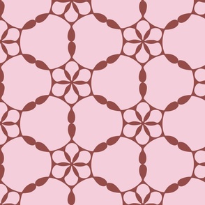 Rose grid geometric floral pink and red