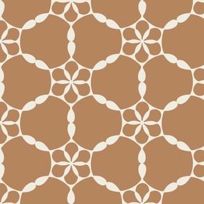Rose grid geometric floral gold and cream