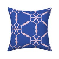Rose grid geometric floral blue and pink