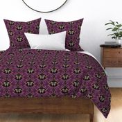 Dark color themed quirky damask of a magical jungle for home deco - small 
