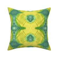 abstract watercolor texture symmetrical pattern emerald yellow