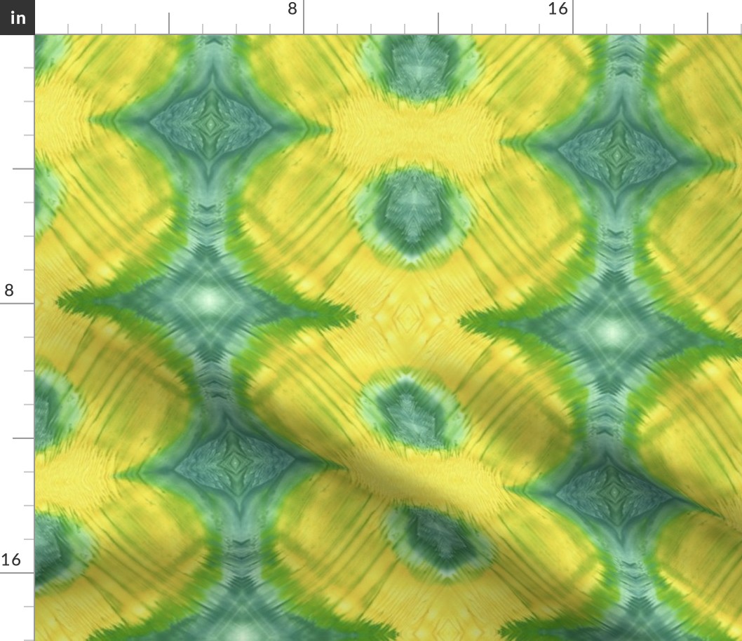 abstract watercolor texture symmetrical pattern emerald yellow