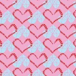 Small Pink Argyle Valentines Hearts 