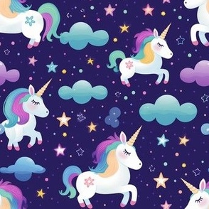 unicorns, clouds and stars
