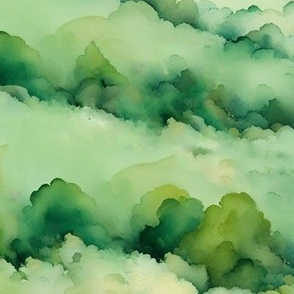 Watercolor Tree Landscape - Large Version
