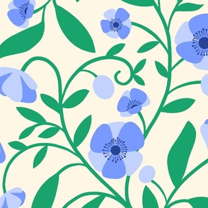 Flower Vines - Blue Green LG